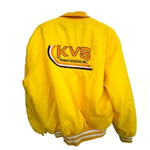 Vintage KVS Transportation Services Trucker Yellow Satin Men’s XL Jacket DON